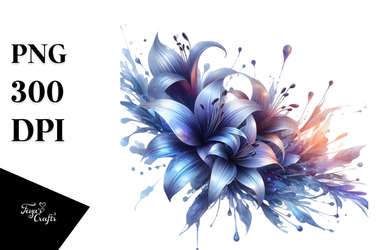 Shiny Lobelia Watercolor Splash, PNG