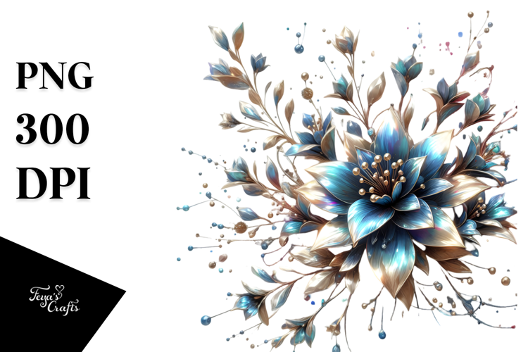 Shiny Lobelia Watercolor Splash, PNG