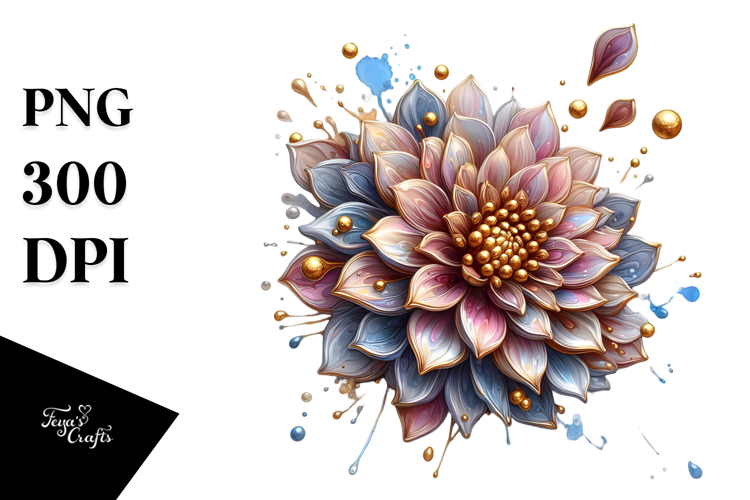 Colorful Glossy Dahlia PNG example image 1