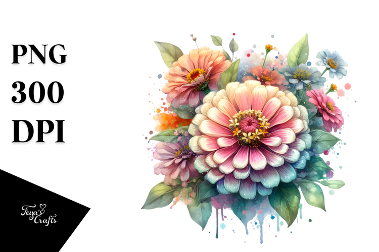 Zinnia with Metallic Insertions PNG