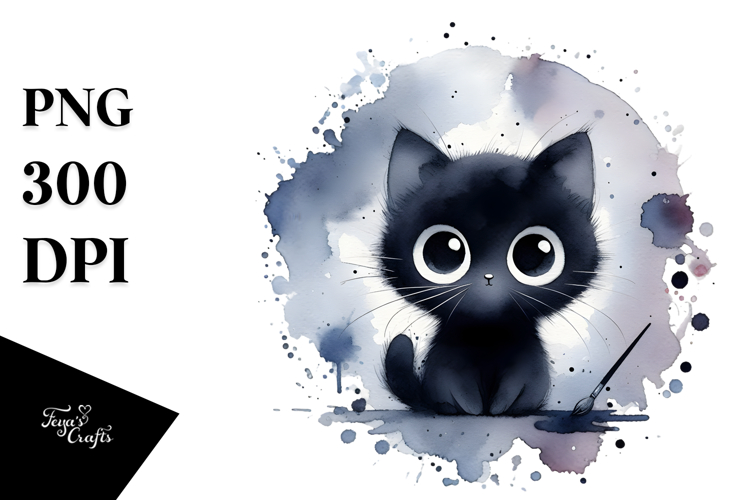 Funny Washed Watercolor Cat PNG