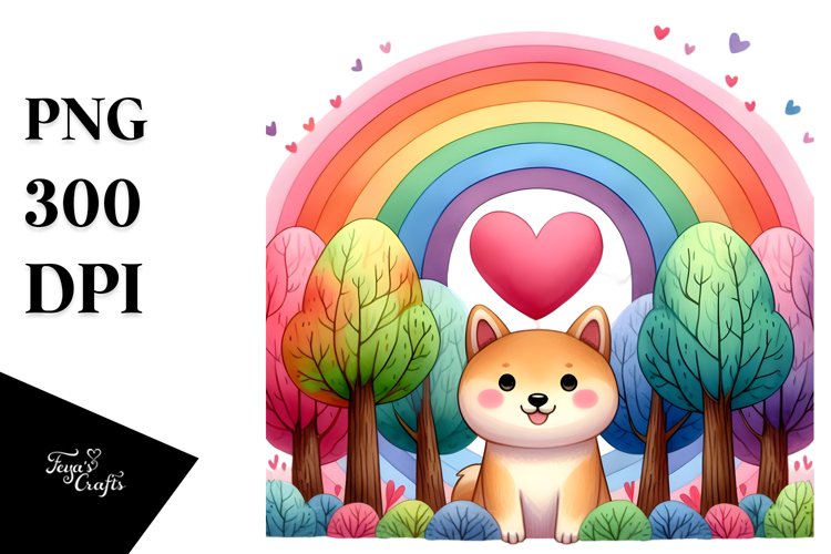 Rainbow Trees Shiba Inu Sticker