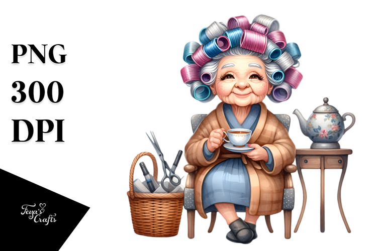Watercolor Tea Cup Chair Sublimation Clipart