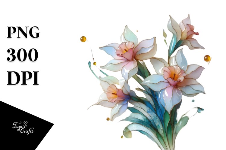 Glossy Narcissus Art,High-Res PNG example image 1