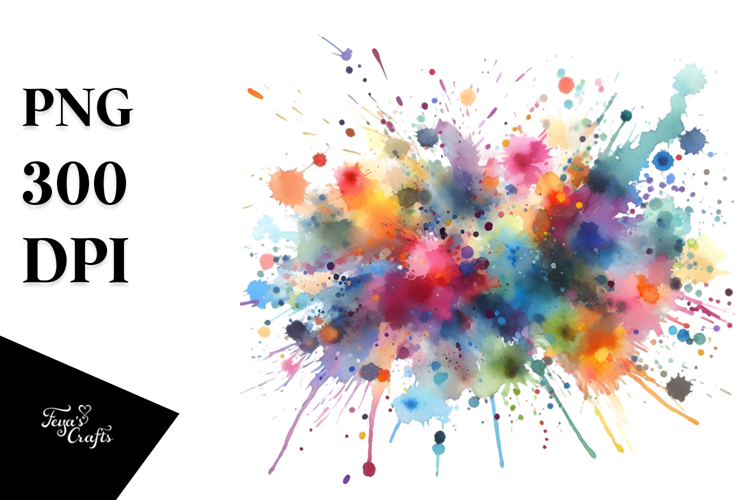 Colorful Splashes and Brushstroke PNG
