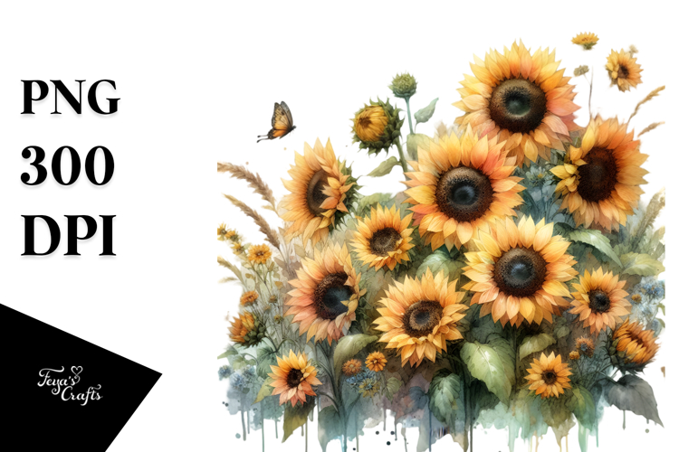 Watercolor Sunflower Clipart Image 9