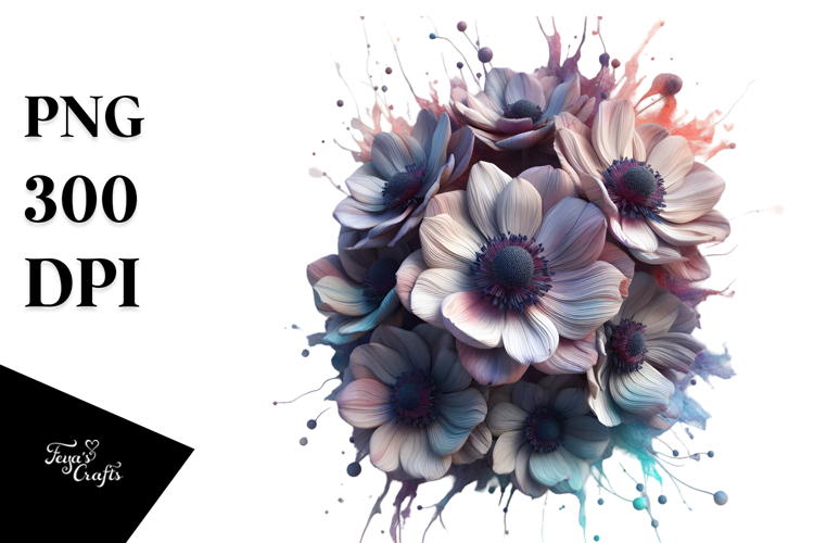 Anemone Watercolor Splash, PNG