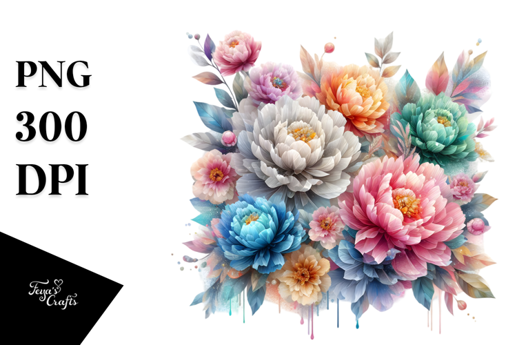 Glossy Peonies Abstract Frame