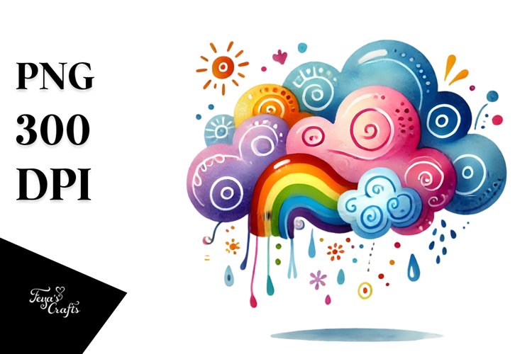 Simple Colorfull Whimsical Cloud PNG example image 1