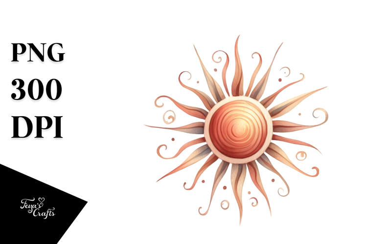 Simple Sun Watercolor PNG