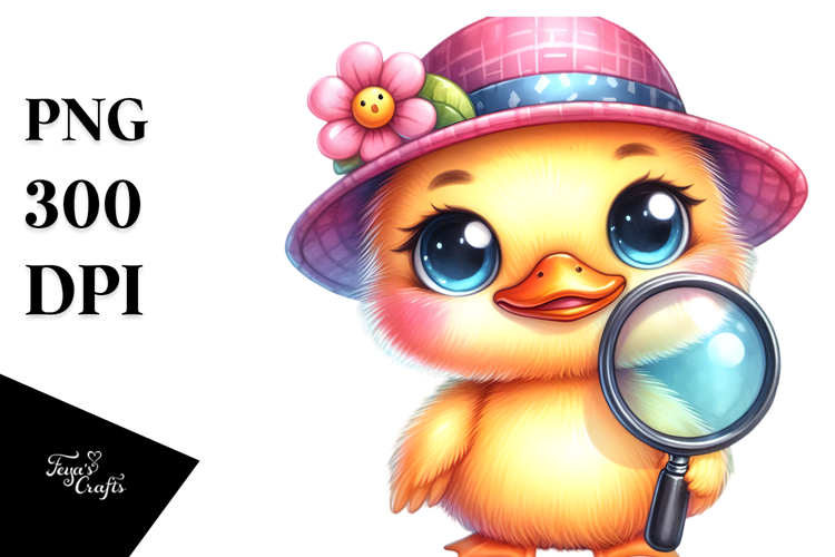 Smiling Cute Duck Magnifying PNG