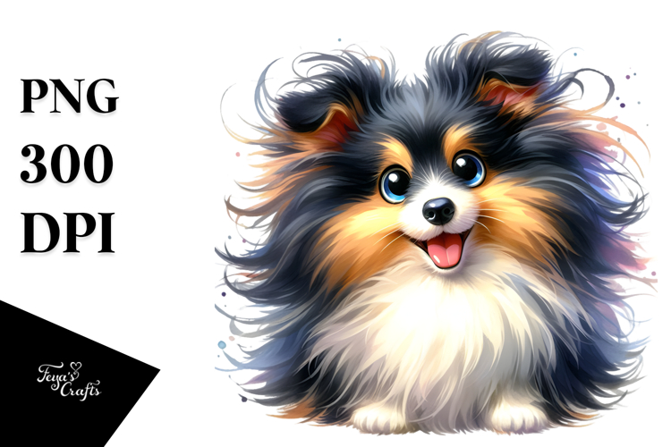 Cute Cartoon Shetland Sheepdog, PNG