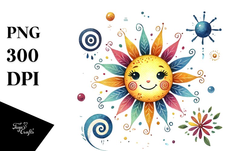 Simple Colorfull Whimsical Sun PNG example image 1