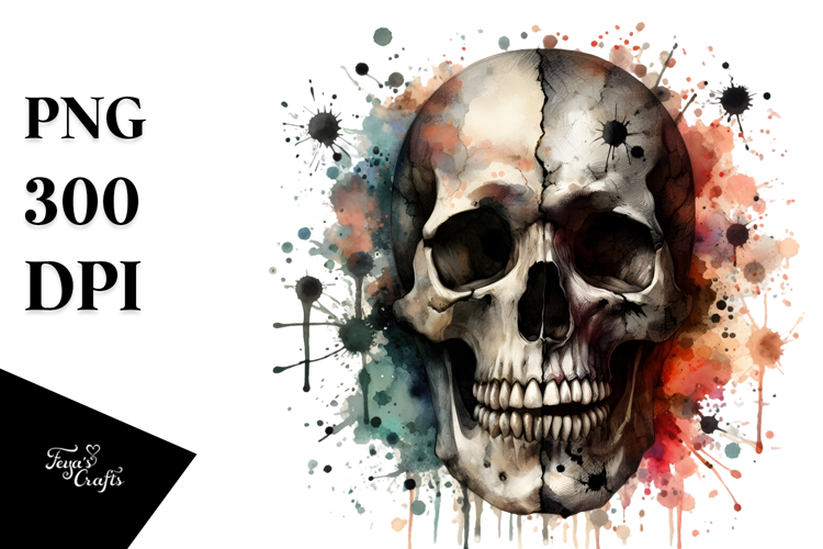 Grunge Skull PNG example image 1