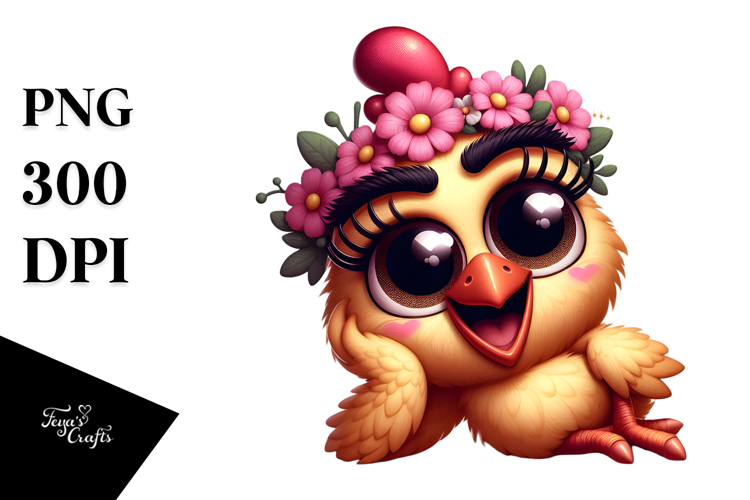 Exaggerated Cartoon Cat with Flower Crown PNG