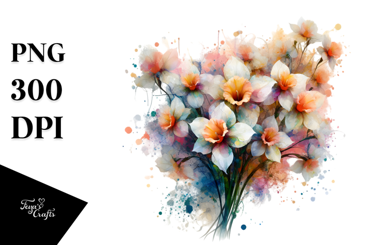 Glossy Narcissus Watercolor PNG