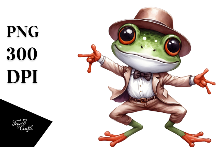 Funny Watercolor Frog Dancing