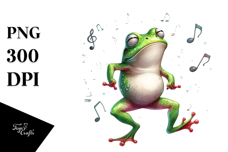 Funny Watercolor Frog Dancing