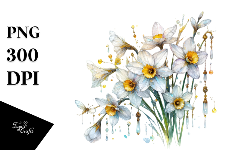 Shiny Narcissus, Watercolor PNG