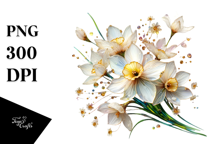 Metalic Narcissus with Insertions, High-Res PNG