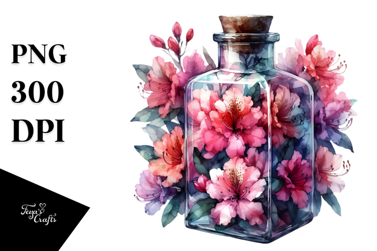 Abstract Bottle Rhododendron Scene