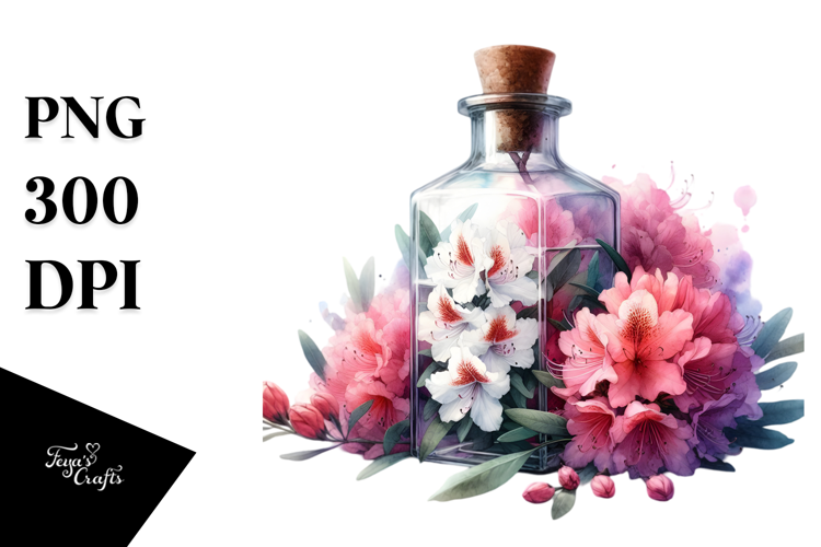 Abstract Bottle Rhododendron Scene