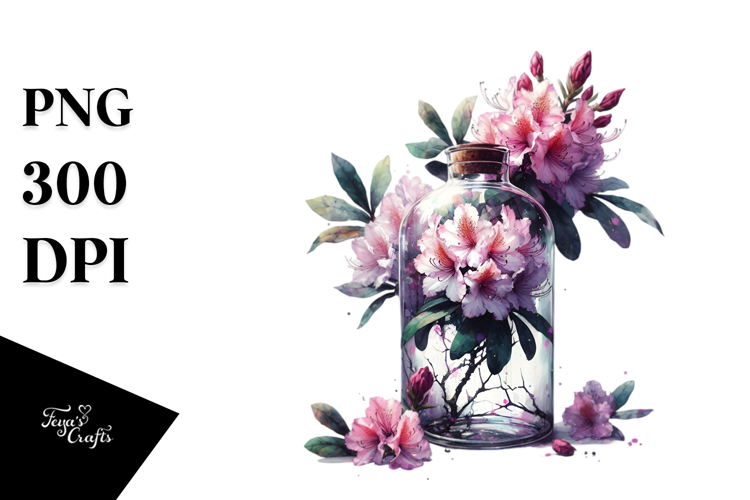 Abstract Bottle Rhododendron Scene