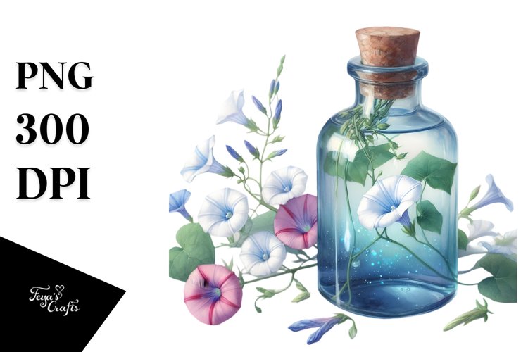 Watercolor Bottle | Morning Glory Clipart