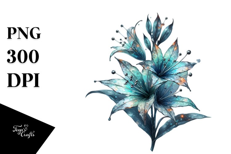 Detailed Lobelia with Metallic Insertions | Clipart