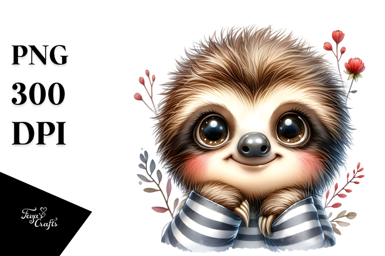 Cute Baby Sloth, PNG