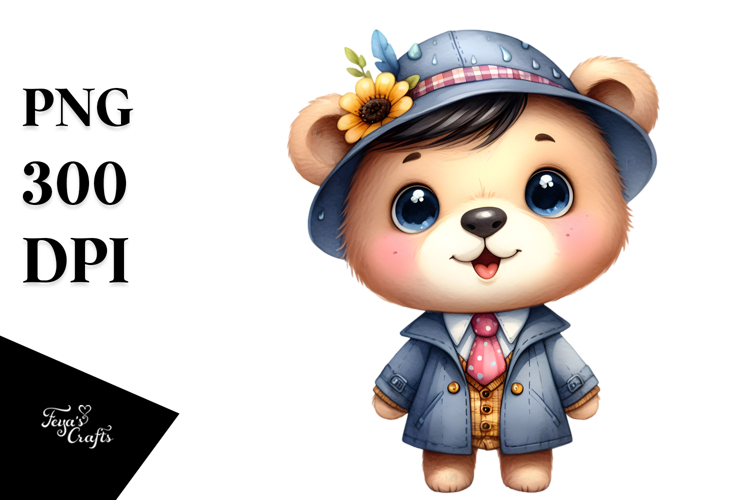 Baby Bear Raincoat Expression | Sublimation | Clipart