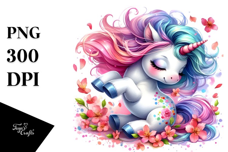 Baby Unicorn Tumbling Clipart