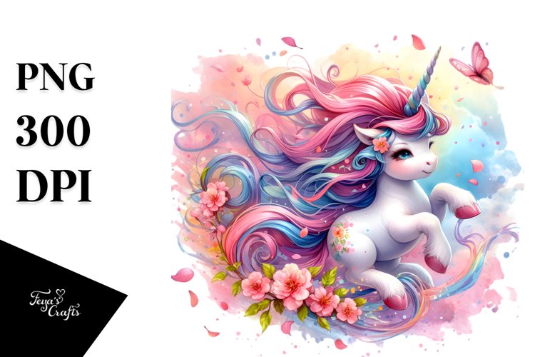 Baby Unicorn Tumbling Clipart