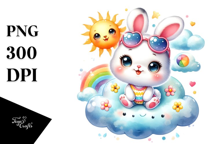 Cute Baby Rabbit Cuddling, PNG