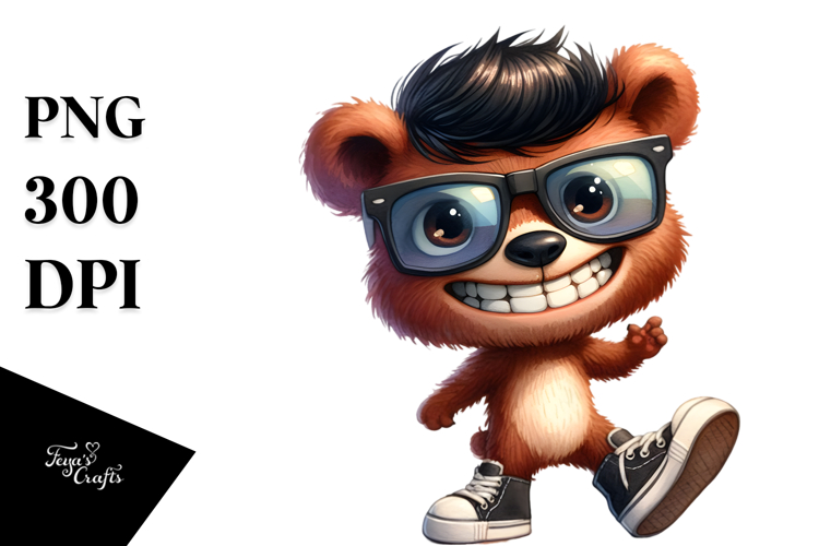 Expressive Bear with Sunglasses Standing Up example image 1