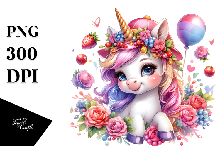 Smiling Baby Unicorn PNG