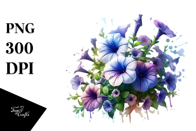 Petunia Watercolor PNG example image 1