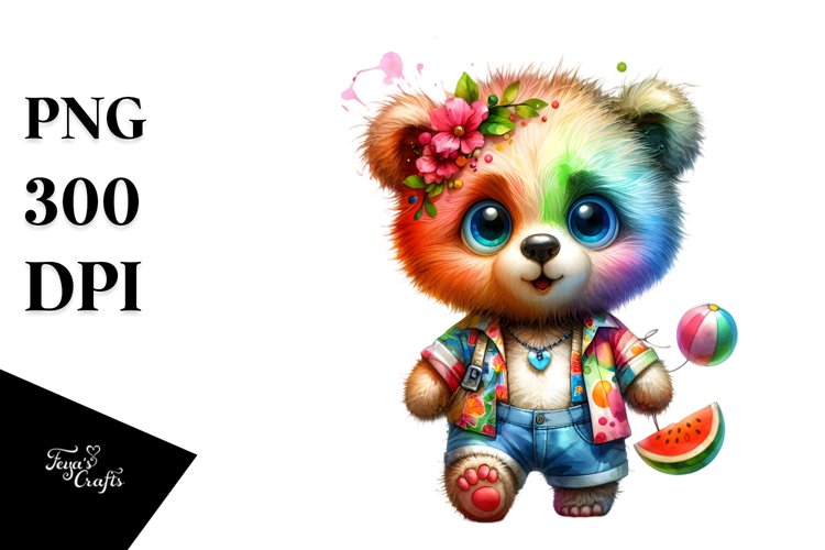 Crazy Baby Bear Summer Clipart