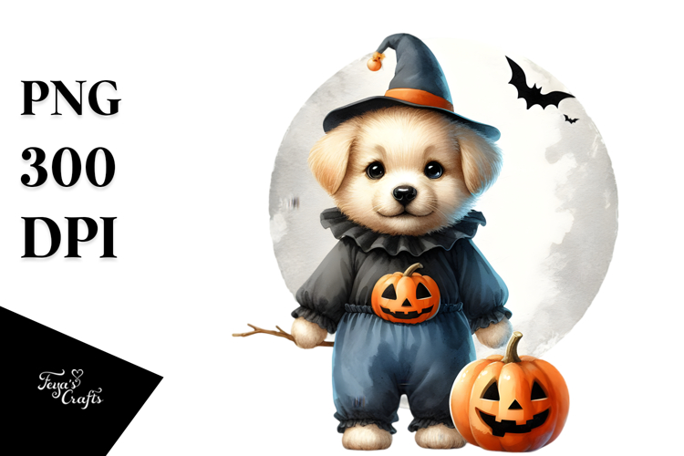 Digital Painting Halloween Puppy PNG