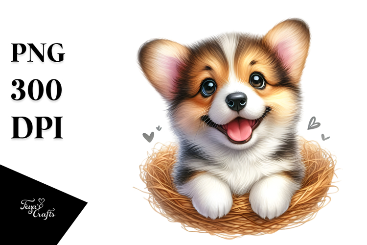 Watercolor Baby Pembroke Welsh Corgi PNG