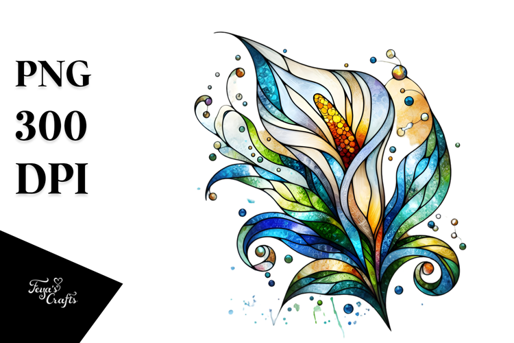 Stained Calla Lily Watercolor Splash, PNG