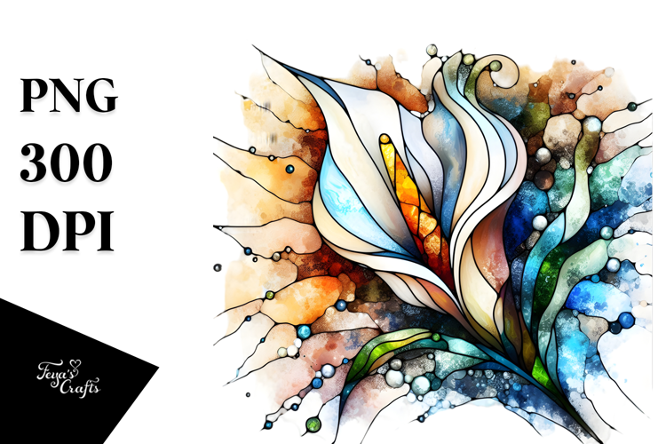 Stained Calla Lily Watercolor Splash, PNG