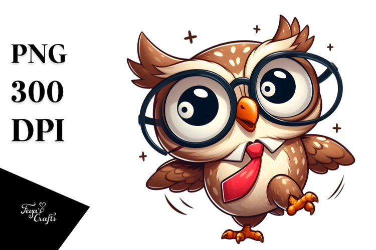 Curious Owl with Bow Tie PNG