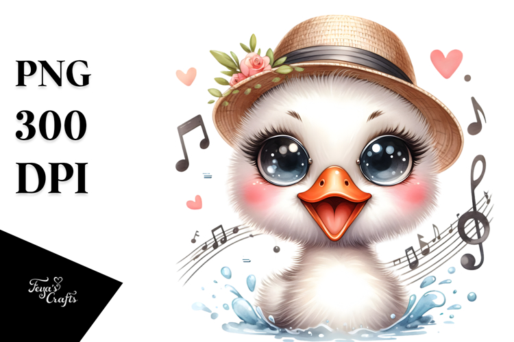 Energic Baby Swan with Hat and Sunglasses PNG