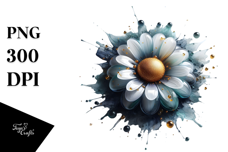 Abstract Daisy with Glossy Finish, Artistic PNG example image 1