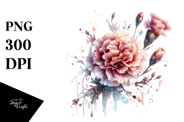 Carnation with Metalic Insertions PNG