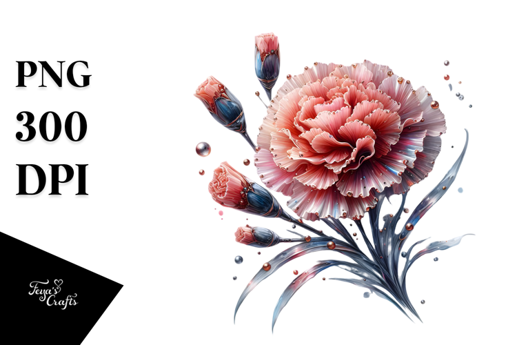 Carnation with Metalic Insertions PNG
