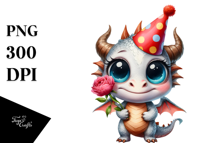 Dragon with Party Hat and Contempt Smile | Clipart