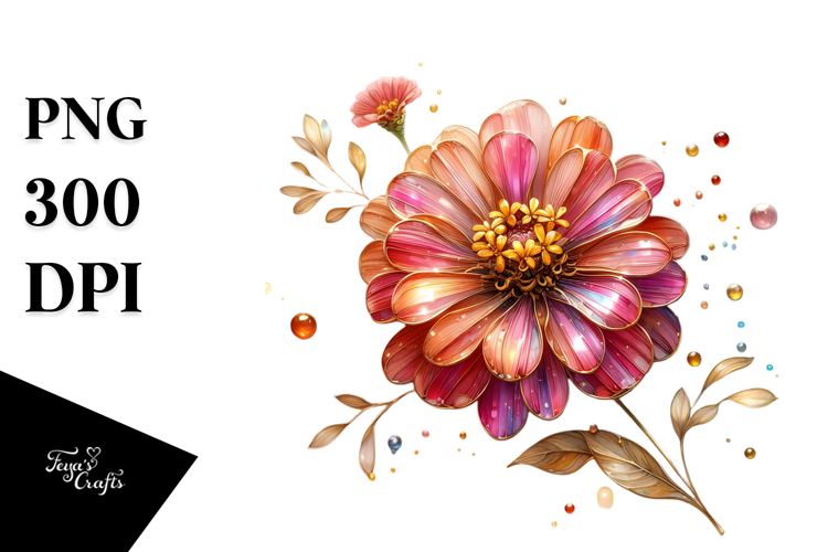 Bright Zinnia, Watercolor PNG