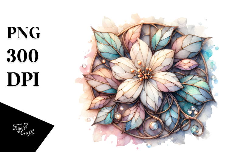 Stained Jasmine with Metalic Insertions PNG